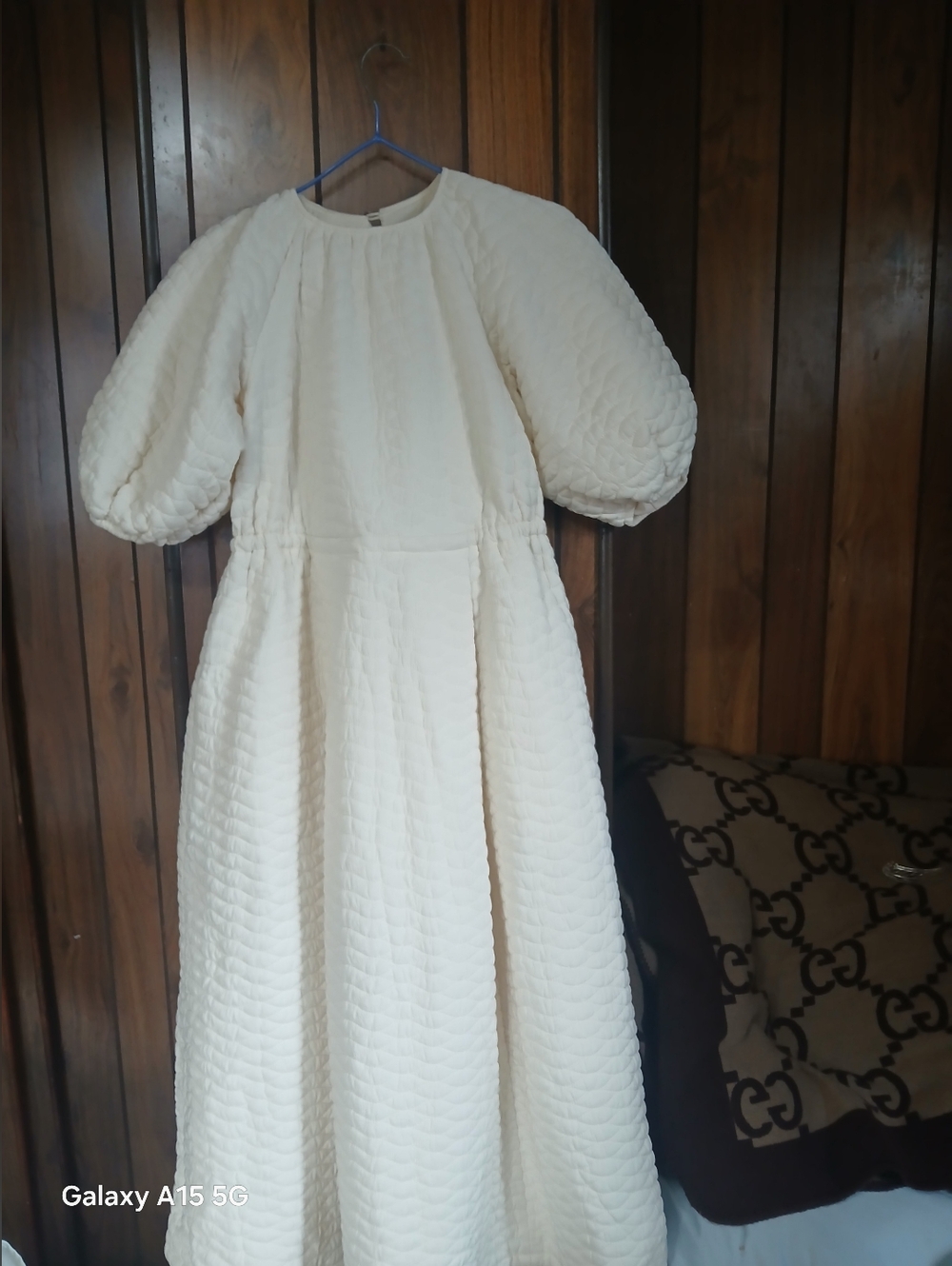 ASOS EDITION Cream Quilted Puff-Sleeve Midi Dress Sold Out Everywhere